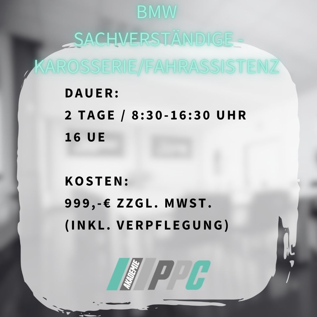 Produktbild für die Fortbildung BMW Karosserie und Fahrassistenz für KFZ Sachverständige.