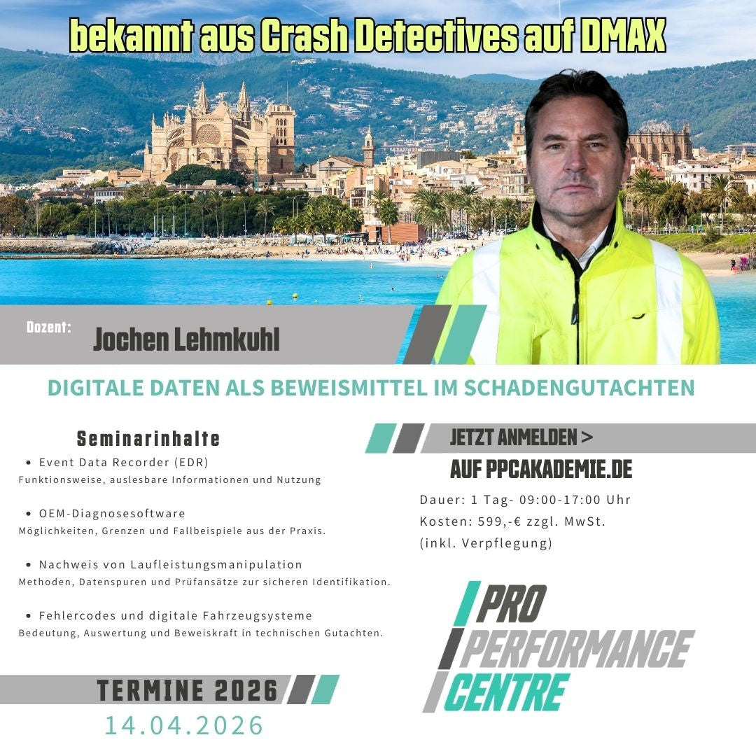 Produktbild für digitale KFZ Daten als Beweismittel im Schadengutachten mit Dozent Jochen Lehmkuhl.
