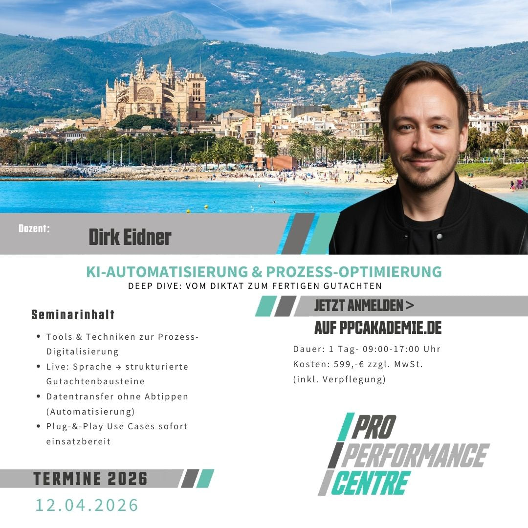 Produktbild für die Büro Organisation mit KI für KFZ Sachverständigen mit Dozent Dirk Eidner.