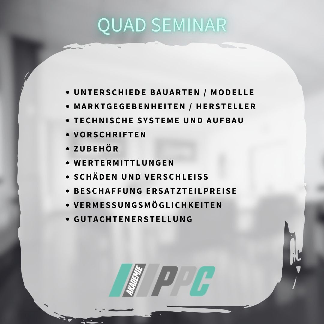 Produktbild für die Fortbildung Quad Gutachten KFZ Sachverständige.