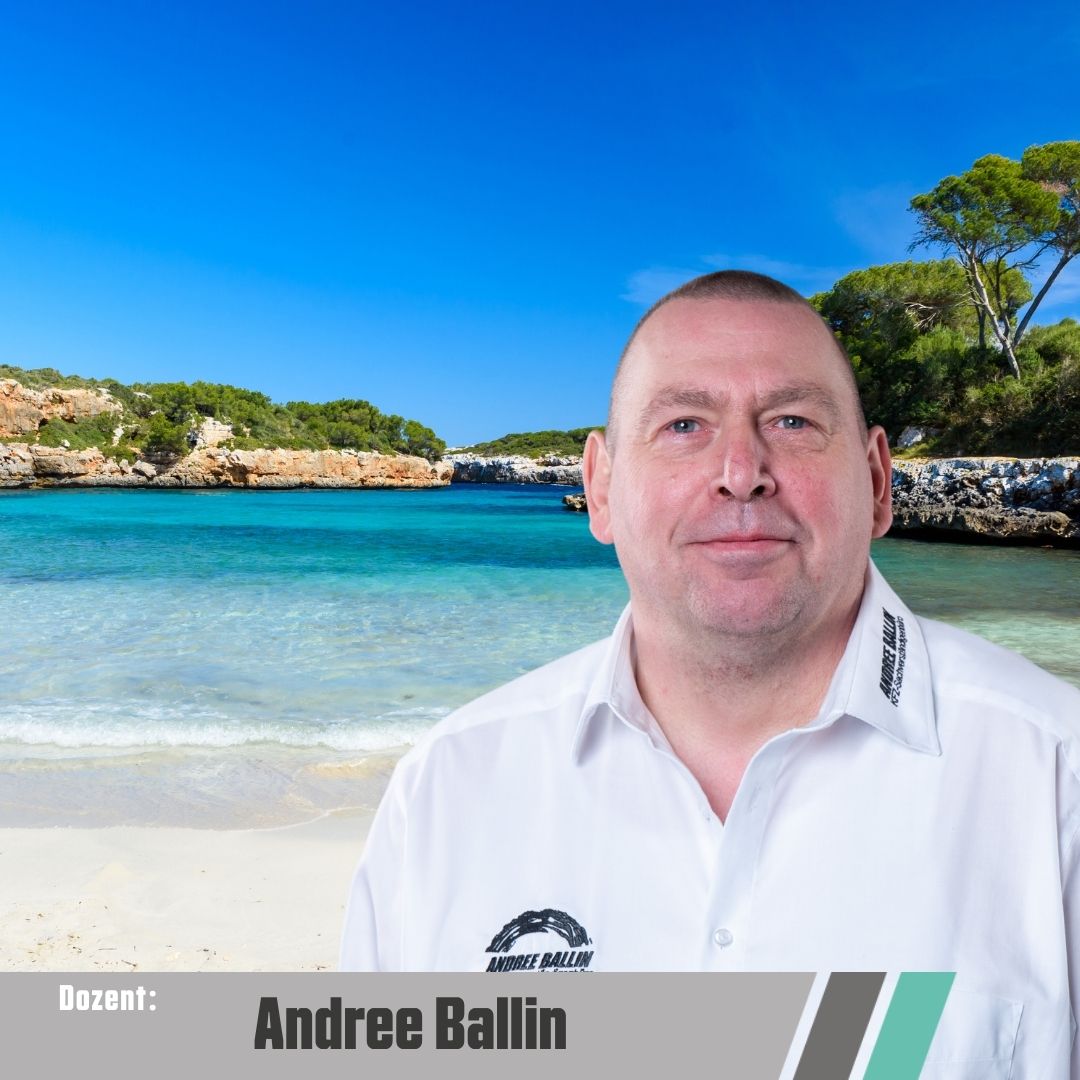 Portrait von Dozent Andree Ballin PPC Akademie Mallorca.